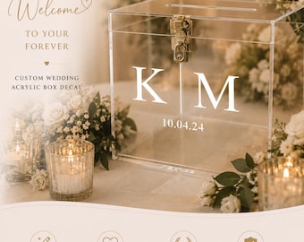 Custom Wedding Name Vinyl Decal: Acrylic Card Box Decor