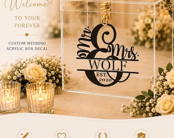 Custom Mr. and Mrs. Last Name Vinyl Decal: Wedding Card Box Decor