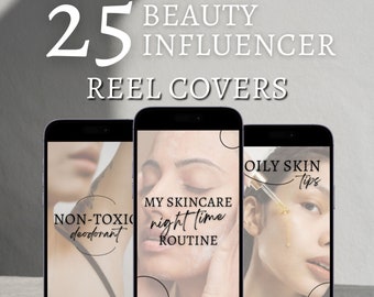 25 Instagram Reel Templates, Beauty Influencer Reel Covers, Canva Template, Social Media Templates, Clean Girl Aesthetic