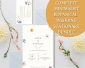 Minimalist Botanical Wedding Invitation Stationary Suite Floral Watercolor Printable DIY Complete RSVP Detail Wedding Sign Save The Dates