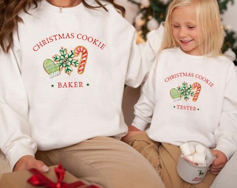 Testeur de biscuits de Noël pour tout-petits à manches longues assorti aux parents, ensemble de sweat-shirts, cadeau pour les boulangers, cadeaux de Noël pour les enfants, pâtisserie de vacances