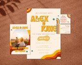 Retro wedding stationary complete suite DIY wedding printable wedding stationary groovy wedding designs wedding sign wedding invitation set