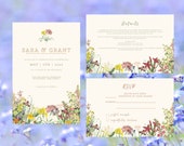 Botanical Wedding Garden Spring Wedding Invitation Suite Customizable RSVP Details DIY Template botanical wedding colorful wedding