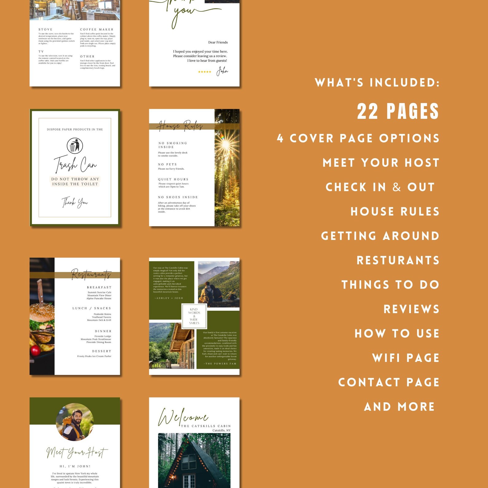 Airbnb Book Template Cabin Rental Home Guestbook Template