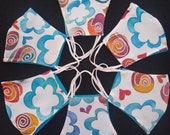Hand-Painted Silk Mask. quot Blue Skies, Puffy Clouds and Roses, quot from the 34 quot x42 quot piece by AEWhimsy.