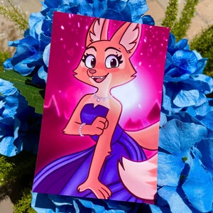 Diane Foxington Blue Dress Art Print (4x6)