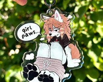 Fry Girl Paws Furry Acrylic Keychain (4 Inch)