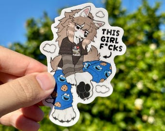 Fry Wolf Dog Pants Furry Stickers (3 inch)