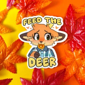 Feed The Deer Furry Stickers (3x3)