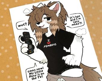 Lazy Wolfdog Furry Art Print (4x6)