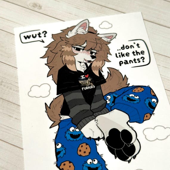 Wolfdog Funny Pants Furry Art Print (4x6)