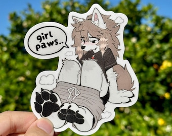 Fry Wolf Dog - Girl Paws Furry Stickers (4 inch)