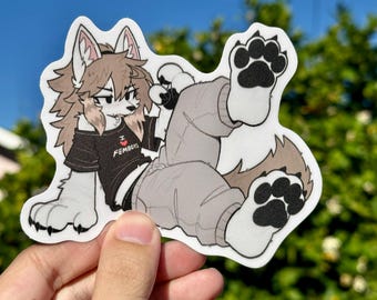 Fry Wolf Dog Paws Furry Stickers (4 inch)