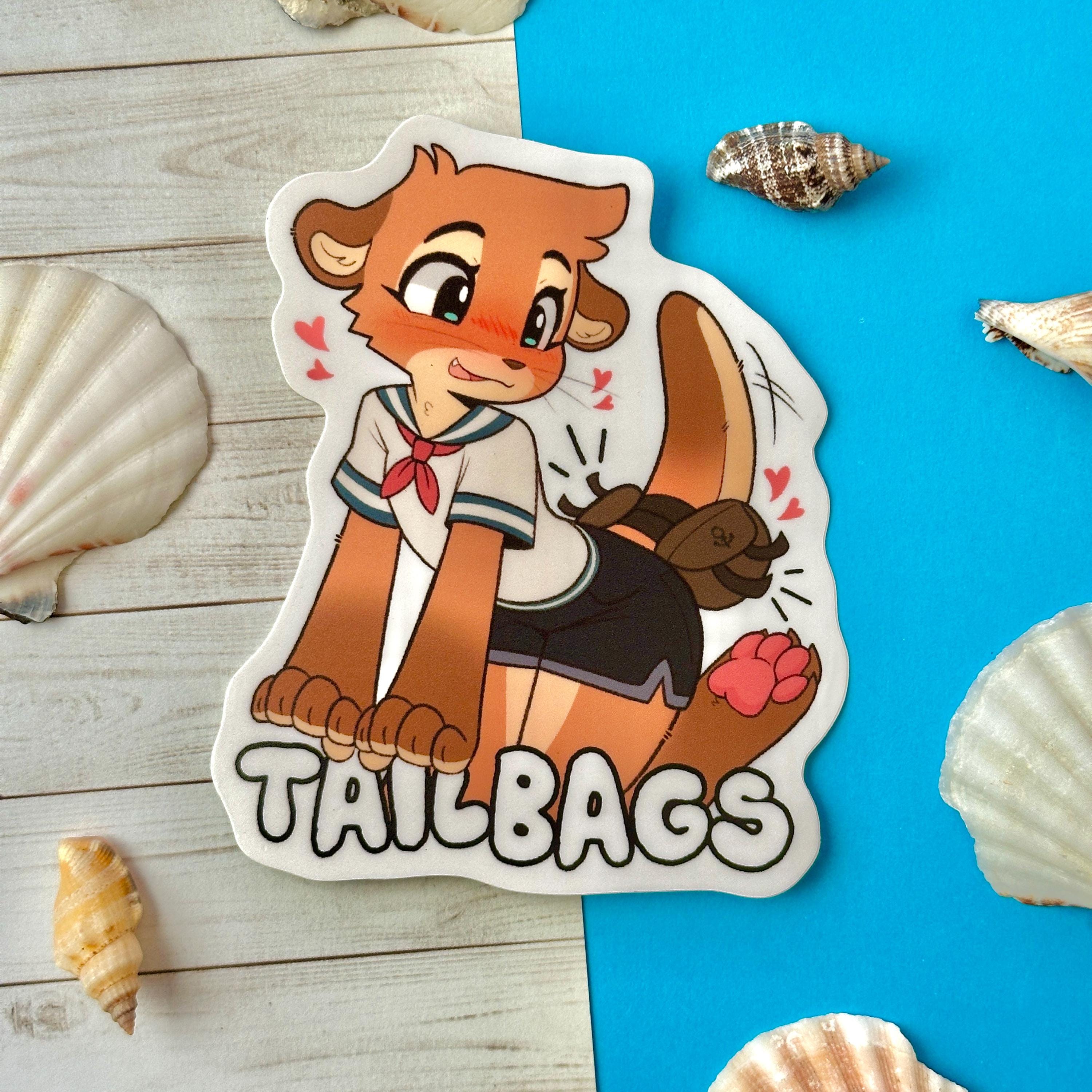 Furry Paper Sticker Otter Tailbags Furry Stickers (4x4) - Etsy