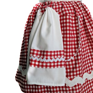 Red and White Gingham Retro Apron, Aprons For Women, Gift Idea For Her, Red and White Checked Apron image 6
