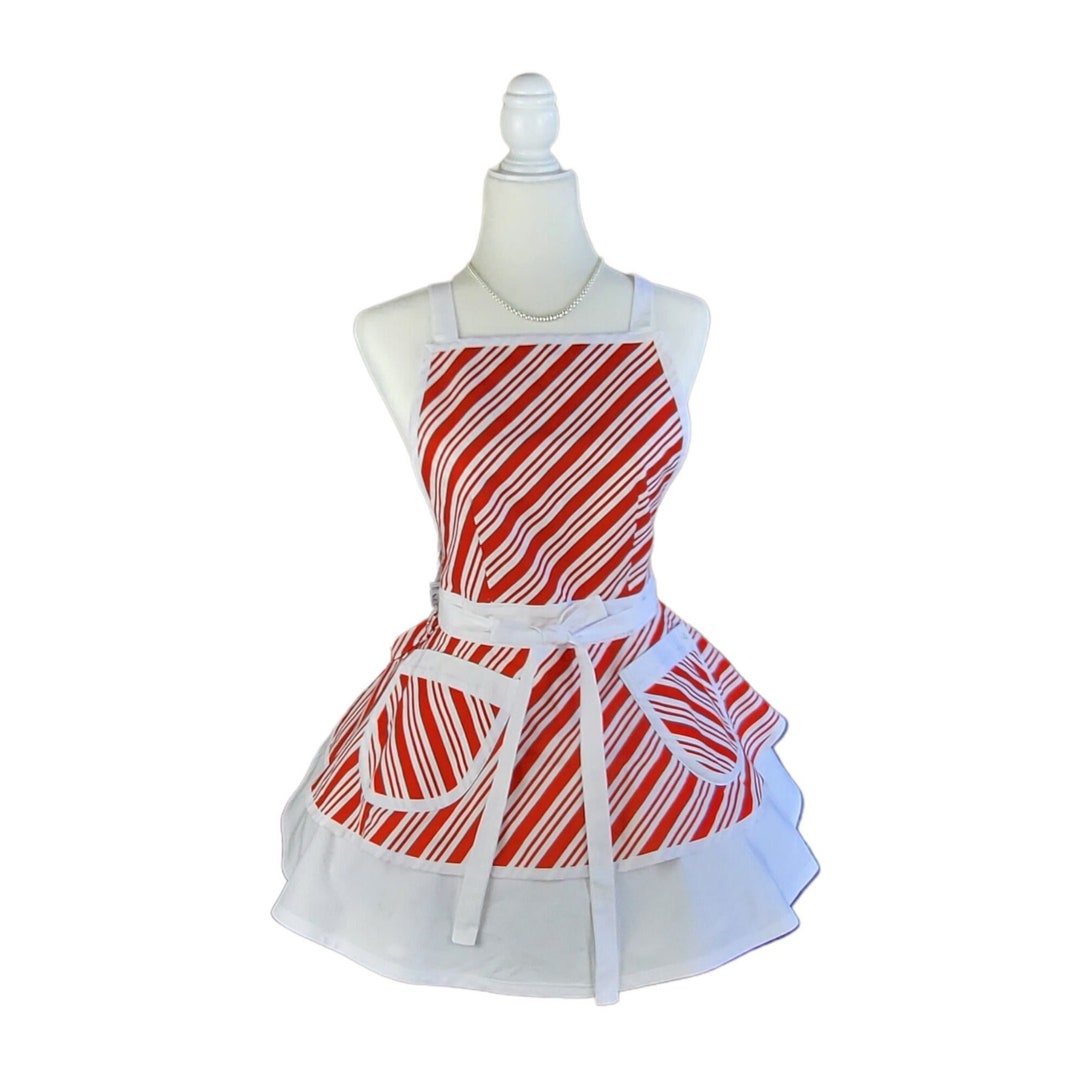 Delightful Candy Cane Apron With Double Layered Skirt Etsy