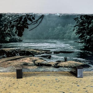 Moody River - photo on slate
