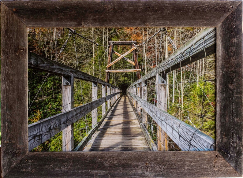 Toccoa River Swinging foot bridge, Georgia - Canvas, Gloss or Satin Prints 24' x 36' In two framing options 