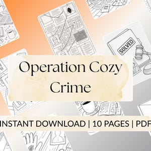 Kolorowanki z tajemnicą | Przytulna kolorowanka ze sceną zbrodni w formacie PDF | Wydruki dla nastoletnich detektywów i nierozwiązanych spraw | Natychmiastowe pobieranie rysunków liniowych