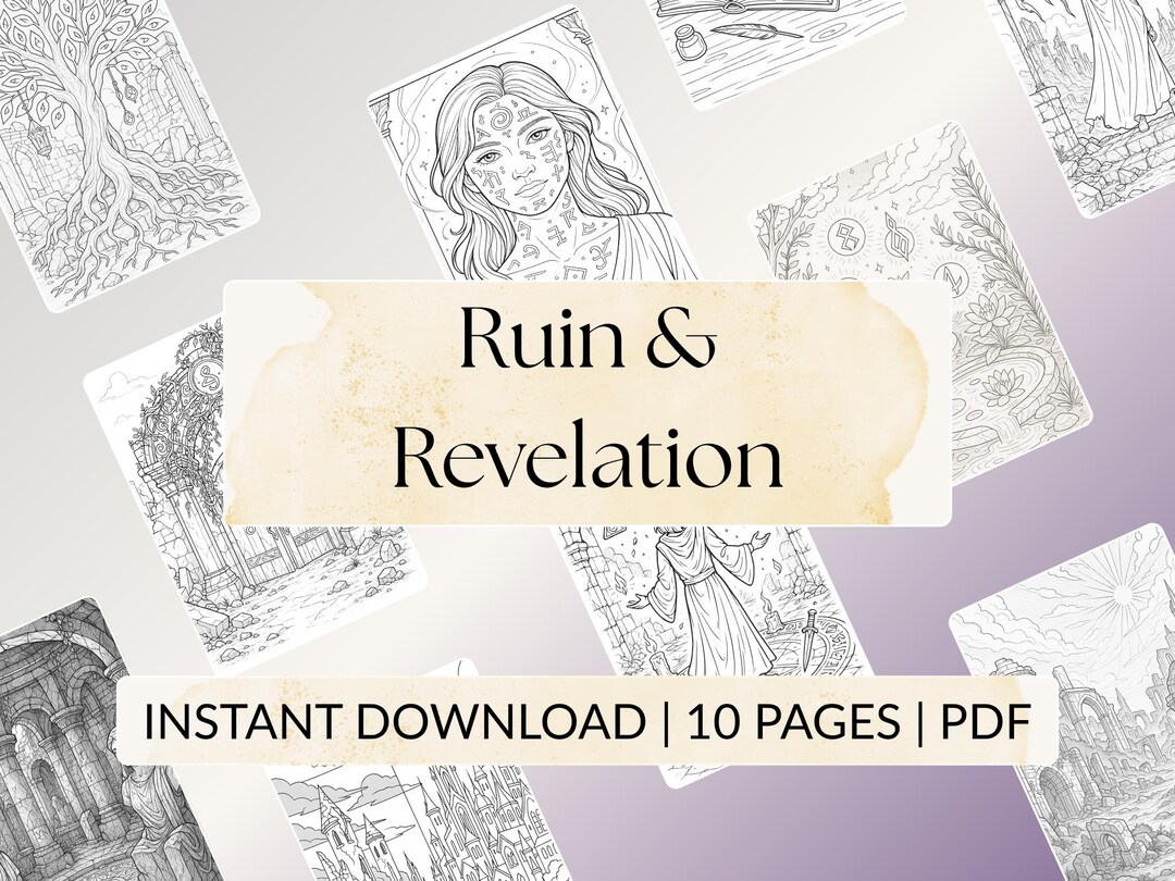 Fantasy Ruins Coloring Pages | Ancient City Line Art (PDF) - Etsy