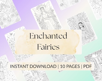 Fairy Coloring Pages | Whimsical Printable Art for Adults & Teens | Fantasy Coloring Book PDF | Instant Digital Download Line Art