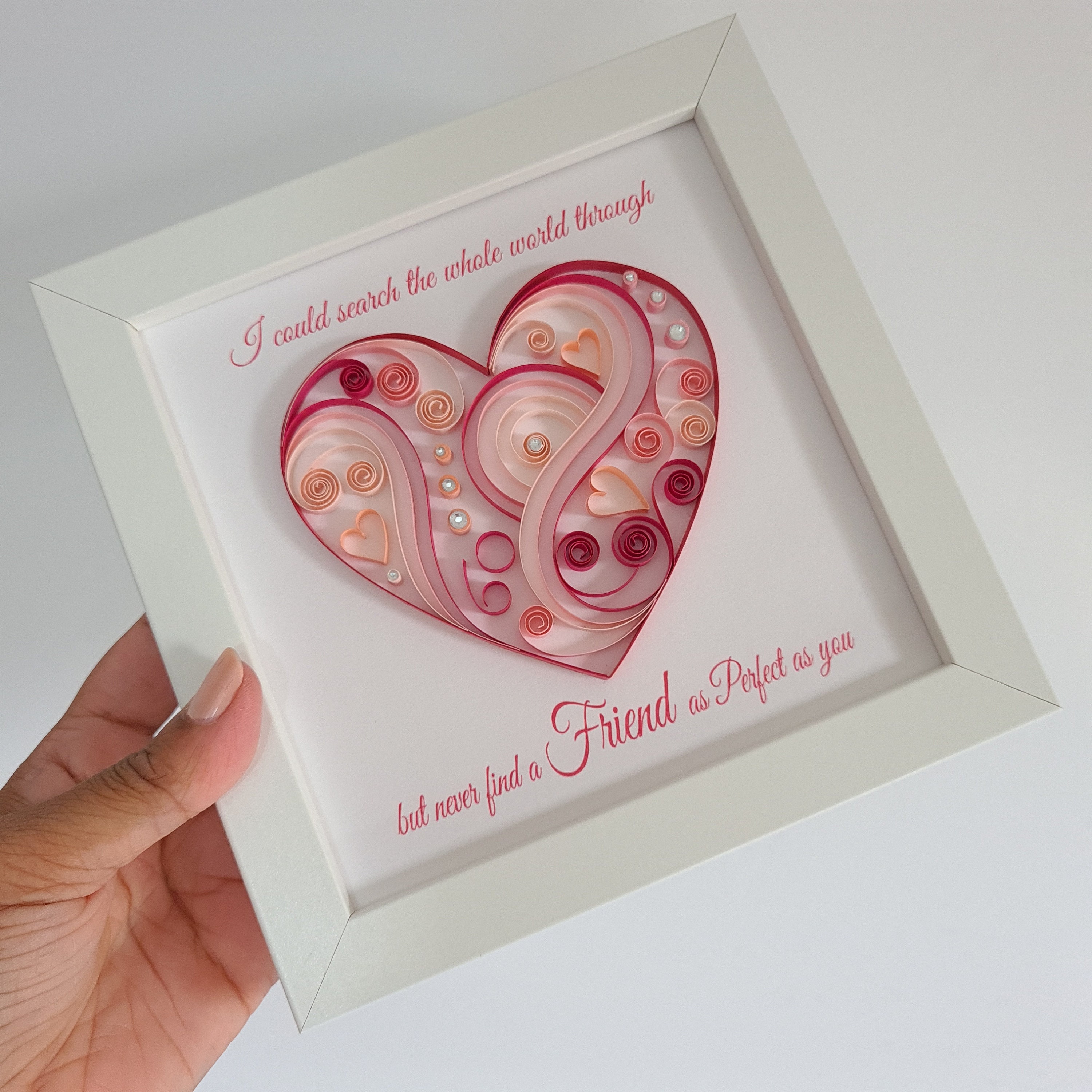 Friends Heart Quilling Frame, Friends Gift, Heart Quilling Gift