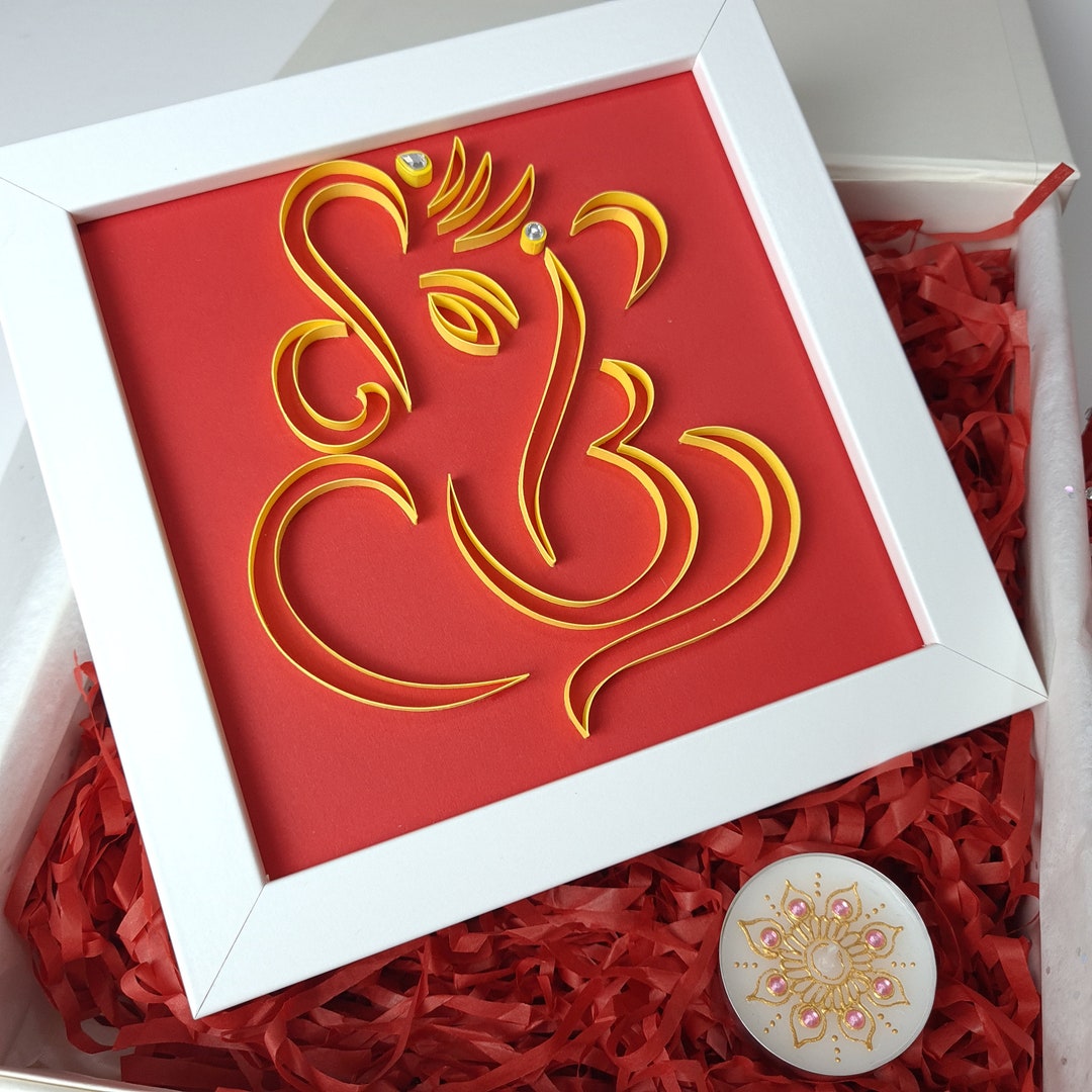 Ganesh Quilled Frame Handmade Paper Quilling Ganesh Home Etsy