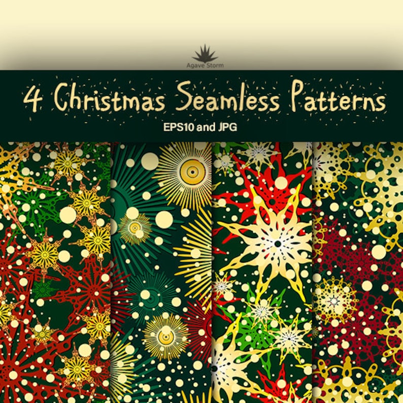 Set of Christmas Vector Seamless Patterns With Snowflakes. EPS10 and ...