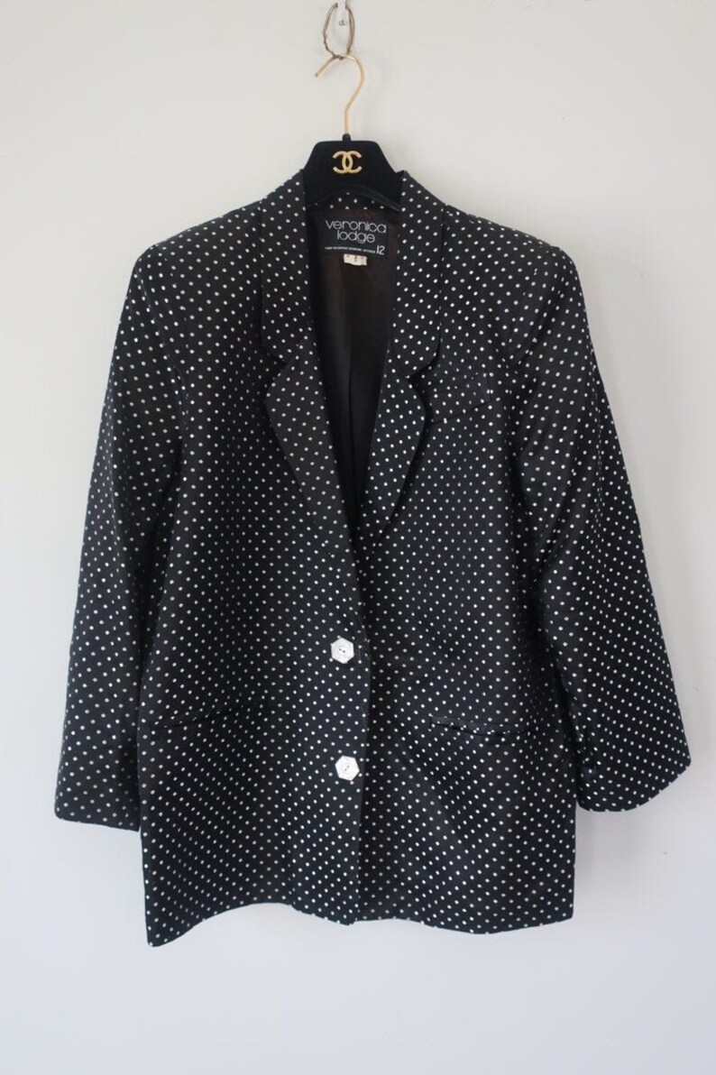 Vintage Satin Polka Dot Tuxedo Jacket