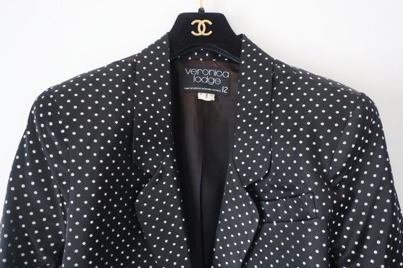 Vintage Satin Polka Dot Tuxedo Jacket