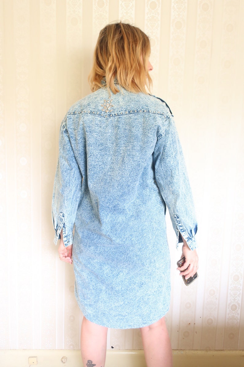 Vintage 80s Acid Wash Embellished Dress