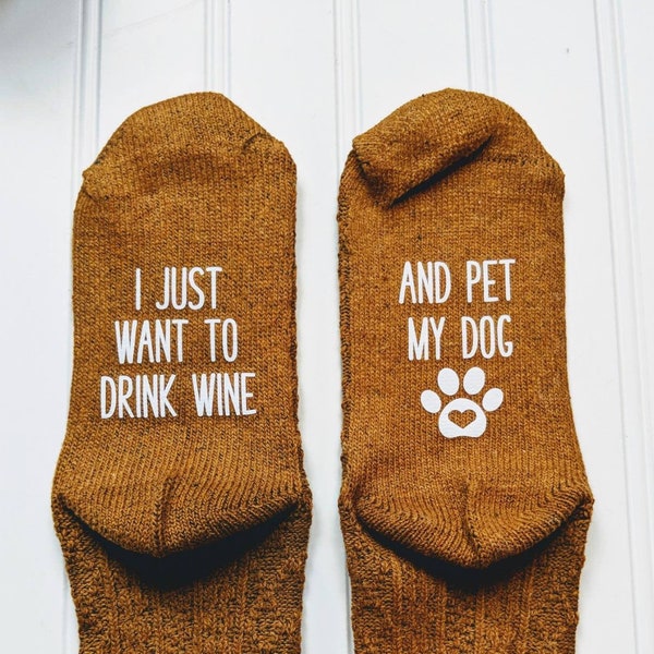 valentine's day, gift for her,dog mom , pet owner gift, dog owner gift, women's stocking stuffer, gifts for her, novelty socks WINE + DOG