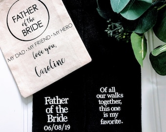 Father of the Bride Gift, personalized socks, of all our walks this is my fav, special socks for a special walk, brides father gift.