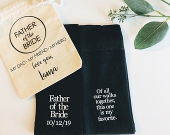 Father of the Bride Gift, personalized socks, of all our walks this is my fav, special socks for a special walk, brides father gift.