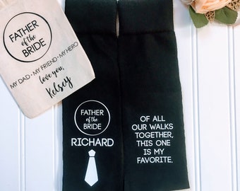 Father of the bride gift, personalized father of the bride, father of the bride socks, special socks for a special walk.