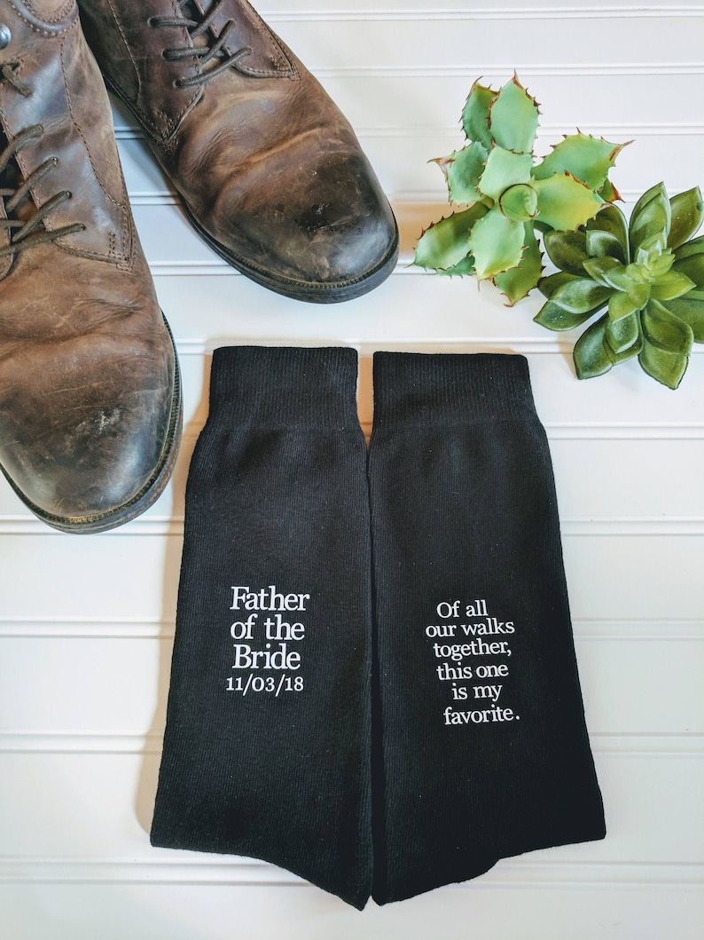 Father of the Bride Gift, personalized socks, of all our walks this is my fav, special socks for a special walk, brides father gift, father image 8