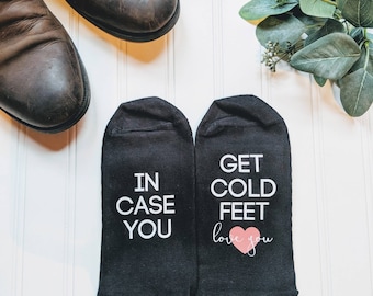 Bride to groom gift, Groom gift from bride, Just in case you get cold feet, cold feet socks, groom gift, personalized wedding gift.