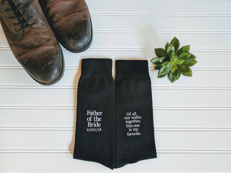 Father of the Bride Gift, personalized socks, of all our walks this is my fav, special socks for a special walk, brides father gift. image 7