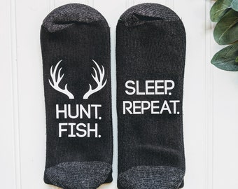 mens gift, Hunting gift, fishing gift, hunt fish, gift for hunter, gift for grandpa, socks for him,hunting gifts, gifts for men,  HUNTING