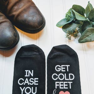 Bride to groom gift, Groom gift from bride, Just in case you get cold feet, cold feet socks, groom gift, personalized wedding gift. image 2
