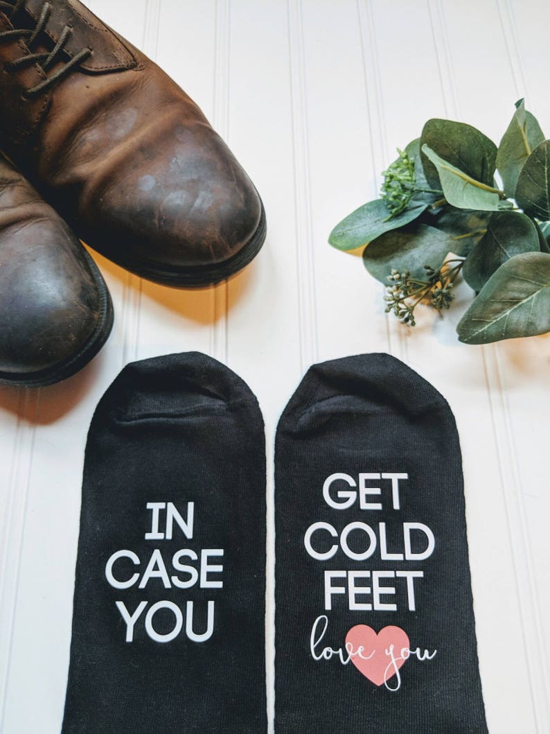 Bride to groom gift, Groom gift from bride, Just in case you get cold feet, cold feet socks, groom gift, personalized wedding gift. image 2