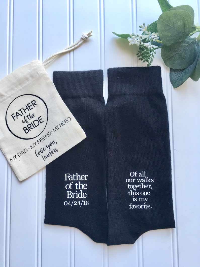 Father of the Bride Gift, personalized socks, of all our walks this is my fav, special socks for a special walk, brides father gift. image 2