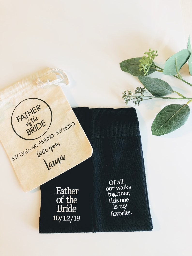 Father of the Bride Gift, personalized socks, of all our walks this is my fav, special socks for a special walk, brides father gift. image 1