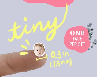 144 Tiny small photo face stickers Cutout Custom BUJO Planner Scheduler Journal Personalized Stickers Matte Clear gloss Removable Matte