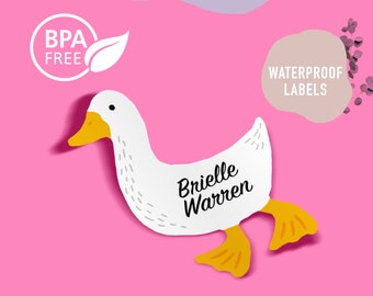 BPA FREE custom Name labels | Duck | Waterproof | Dishwasher safe | Personalized stickers | School | Stocking stuffer | Gift on a Budget