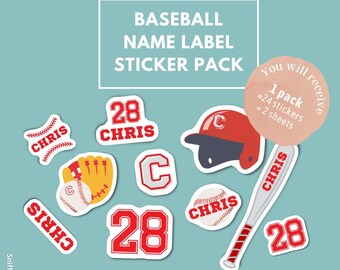 Baseball custom stickers, Sports Name Labels, Personalized Waterproof, Stocking Stuffers, Goodie bags, Baseball League, Dishwasher Safe