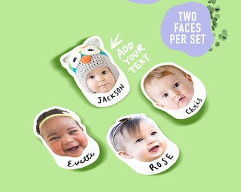 Two Faces with text Cutout Custom photo stickers Name stickers Personalized labels Waterproof Vinyl Non-waterproof Matte Journal Scheduler