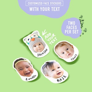 Two Faces with text Cutout Custom photo stickers Name stickers Personalized labels Waterproof Vinyl Non-waterproof Matte Journal Scheduler