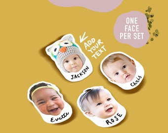 One face with text Custom photo stickers Cutout Name Labels Stickers Budget Journal BUJO Scheduler Christmas Vinyl, Matte