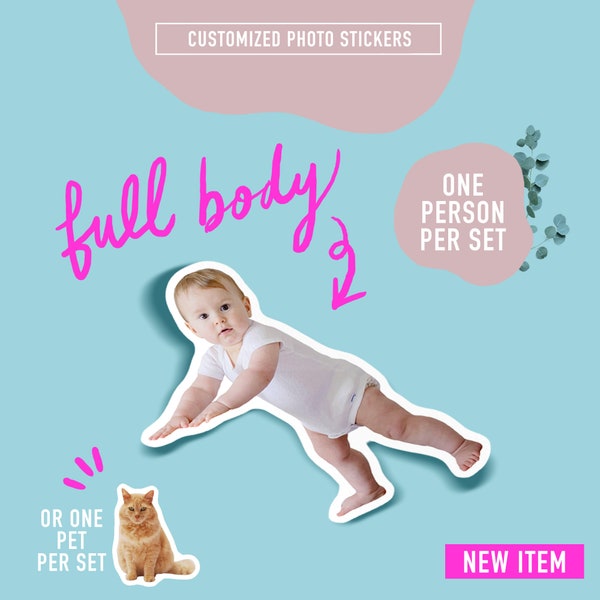 Full body stickers Face Custom Cutout photo stickers Name Stickers Personalized Waterproof Non-waterproof stocking stuffer Goodie Journal